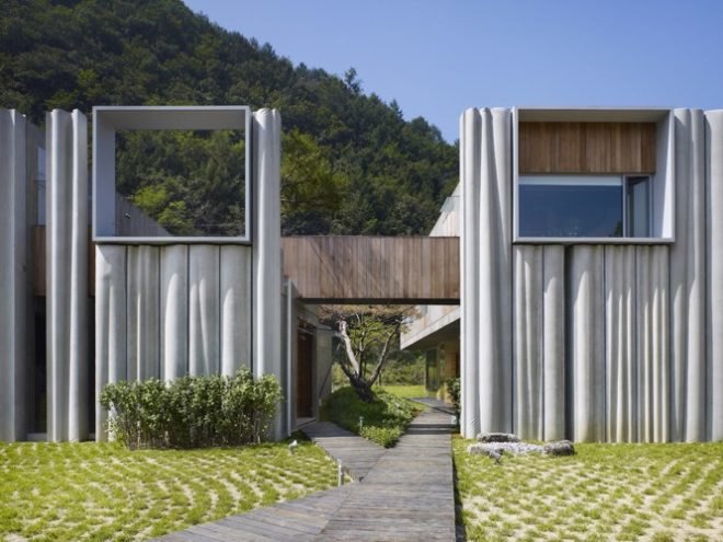 BCNO Architects, cement, concrete roof, concrete technologies, Hanil, Hanil Concrete, re-purposed concrete, reused concrete, Korea green concrete
