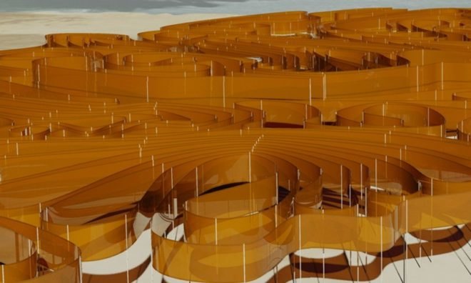 Decker Yeadon LLC, Thin film solar, dye sublimation solar, Dubai solar power, land art generator, UEI solar art project, Dubai solar art installation,