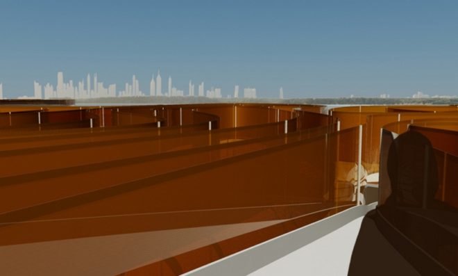 Decker Yeadon LLC, Thin film solar, dye sublimation solar, Dubai solar power, land art generator, UEI solar art project, Dubai solar art installation,