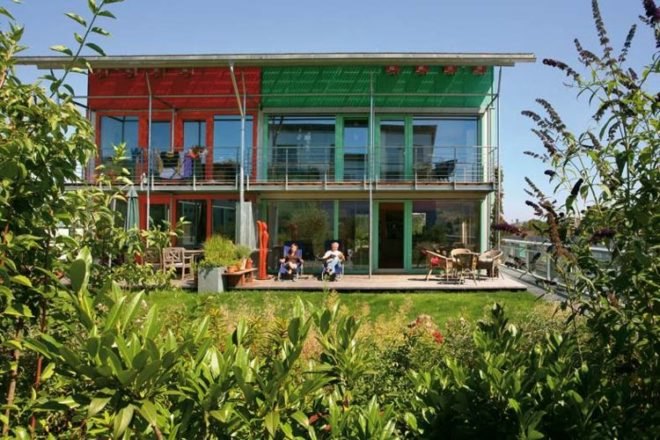 Rolf Disch, Solar design,passivhaus, green nieghborhood, german green home, green housing, green development, green mixed use, solar development, solar neighborhood, wood chip boiler, rainwater catchement, rainwater recycling,