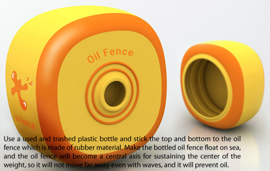 Min A Namgung, oil fence, oil spill, gulf oil spill, pet bottle, plastic bottle, recycled materials, green design, eco design, sustainable design, oil cleanup