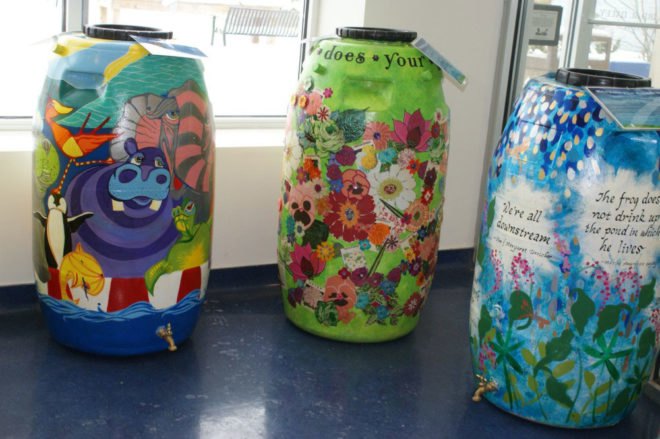 Rain barrel, chicago, water, collection, green roof, center for green technology, CCGT, Illinois, Cook County, Art, Painting, Solar Decathlon, eco , green, sustainable, design