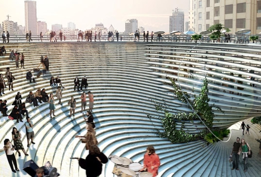 BIG architects, ted, cube building, cube, rooftop park, green roof, living roof, green architecture, ventilation, solar shading, mixed use building, roof garden, taiwan, green architecture, green building, eco architecture sustainable architecture