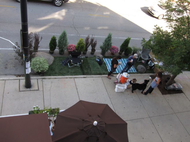 PARK(ing) Day, Chicago, PARKing day, renegade parking space reclamation, urban renovation, urban design, reclaim the streets, green design, green urbanism, eco design, inhabitat