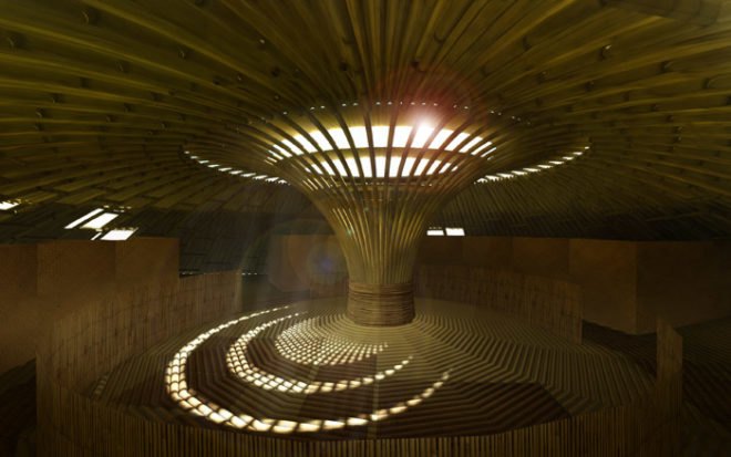 bamboo pavilion, communal shelter, rainwater colleciton, green design, sustainable architecture