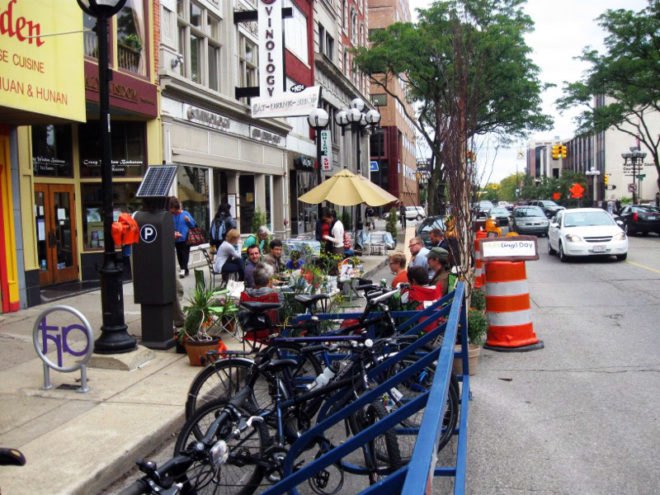 PARK(ing) Day, Ann Arbor, PARKing day, renegade parking space reclamation, urban renovation, urban design, reclaim the streets, green design, green urbanism, eco design, inhabitat