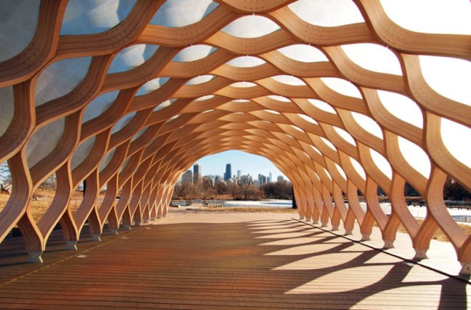 south pond pavilion, lincoln park zoo, studio gang architects, prefab pavilion, wetland rehabilitation, green design, sustainable architecture