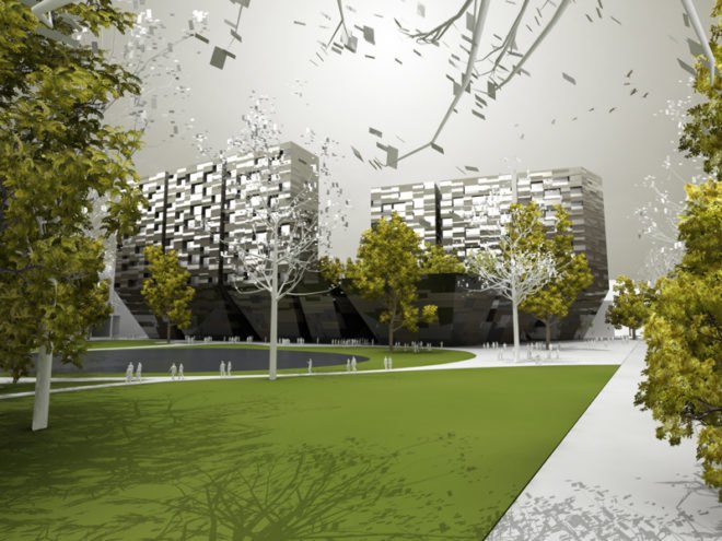enota, lotus towers, green architecture, eco housing development, slovenia, sustainable design