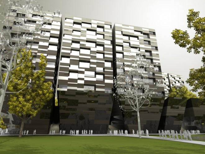enota, lotus towers, green architecture, eco housing development, slovenia, sustainable design