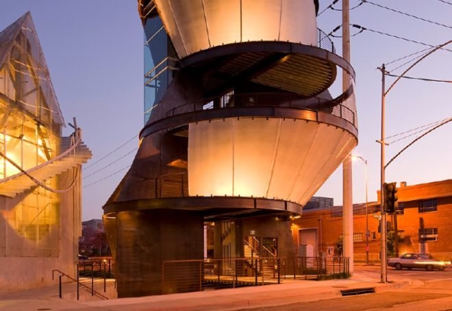 samitaur tower, eric owen moss architects, culver city, la, cultural tower, art tower, urban design, urban infill