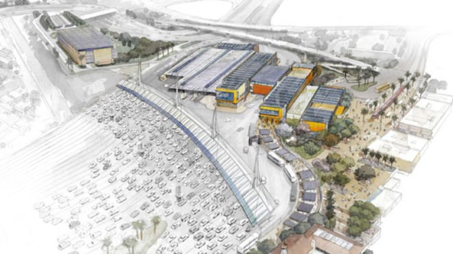 san ysidro border crossing, net zero, miller hull partnership, solar energy, sustainable architecture, green building