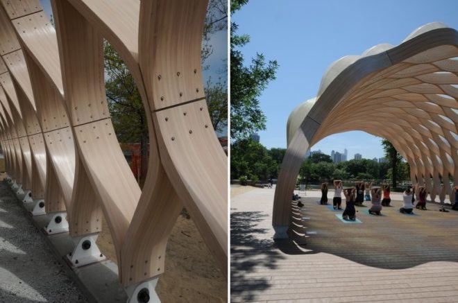 south pond pavilion, lincoln park zoo, studio gang architects, prefab pavilion, wetland rehabilitation, green design, sustainable architecture