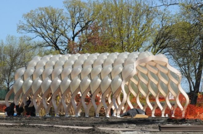 south pond pavilion, lincoln park zoo, studio gang architects, prefab pavilion, wetland rehabilitation, green design, sustainable architecture