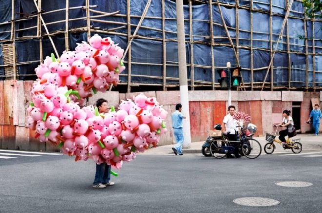 totems, alain delorme, bike transport, art, eco art, photography, shanghai, "made in china"