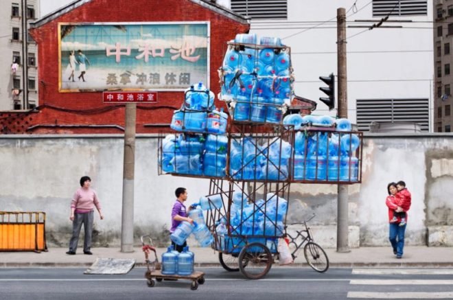 totems, alain delorme, bike transport, art, eco art, photography, shanghai, "made in china"
