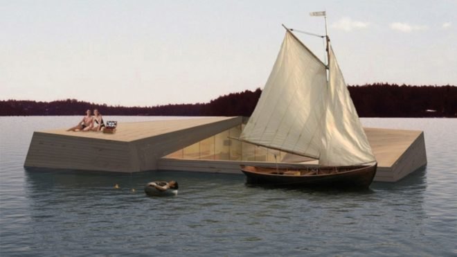 Floating house, houseboat, Ålands Hotell, Iceberg Cabin, Daniel Andersson