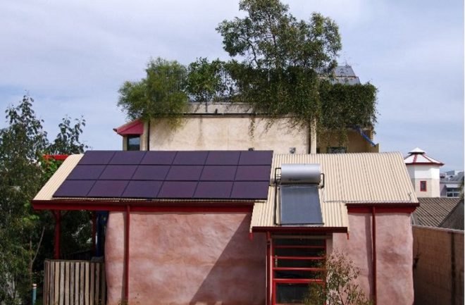 rainwater collection, rooftop garden, straw bail cottage,Urban Ecology Australia, Ecopolis architects, Green Building, Australia green building, Adelaide green building, ecotown, eco development, green urban living,