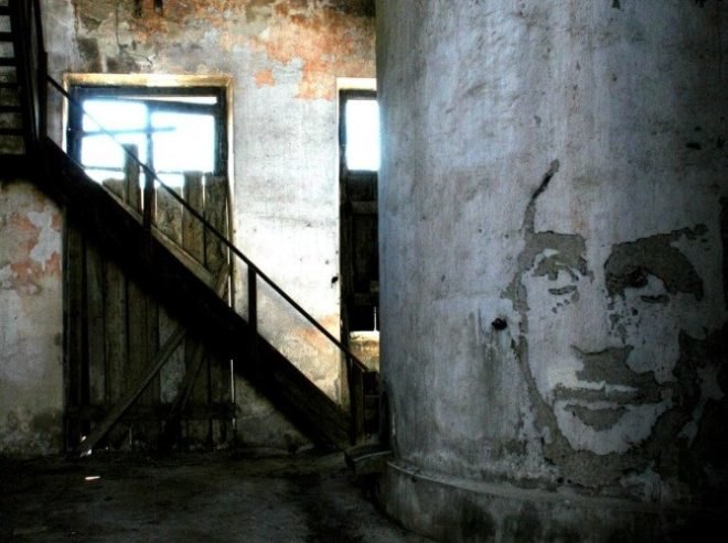alexandre farto, street art, reverse graffiti, architectural sculpture, portrait series, art, green art, eco art,