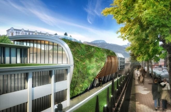 green wave, living wall, thermal spa, royat, france, vincent callebaut architectures, eco design, green architecture