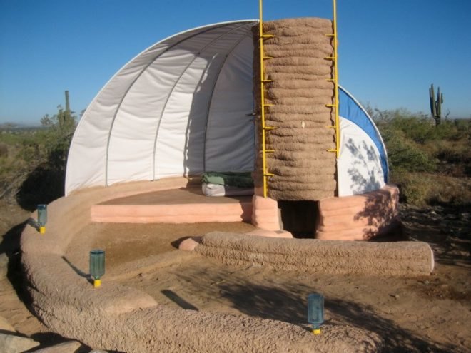helixa shelter, maya ward-karet, desert shelter, taliesin, earthbag, green design, sustainable architecture