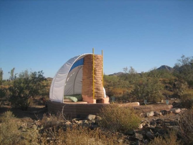 helixa shelter, maya ward-karet, desert shelter, taliesin, earthbag, green design, sustainable architecture