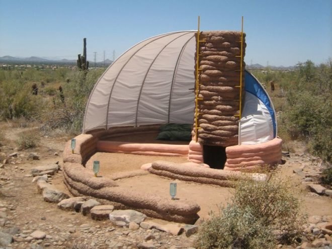 helixa shelter, maya ward-karet, desert shelter, taliesin, earthbag, green design, sustainable architecture