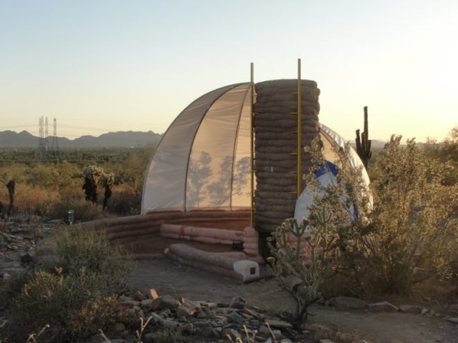 helixa shelter, maya ward-karet, desert shelter, taliesin, earthbag, green design, sustainable architecture