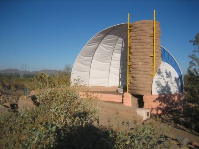 helixa shelter, maya ward-karet, desert shelter, taliesin, earthbag, green design, sustainable architecture