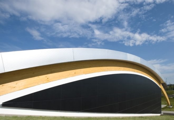 polins, marco acerbis, italy, auditorium, daylighting, solar power, casaclimate, green design, sustainable architecture