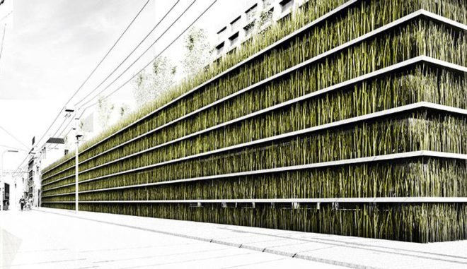 shinjuku gardens, cheungvogl, tokyo, parking garage, green roof, living green wall, green design, urban park