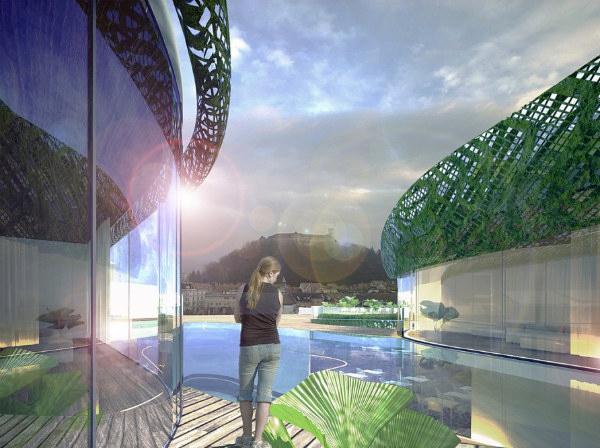 terraced building, mixed-use development, living facade, slovenia, ofis arhitekti,