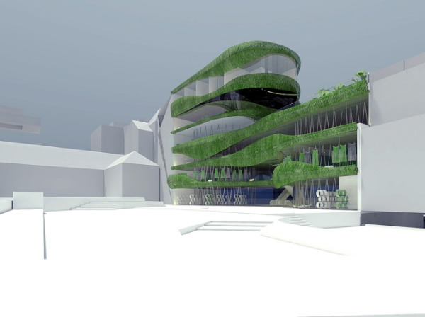 terraced building, mixed-use development, living facade, slovenia, ofis arhitekti,