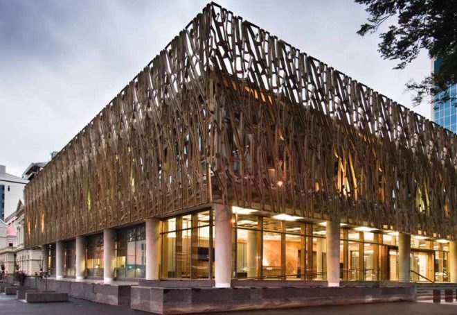 supreme court of new zealand, warren & mahoney, shade screen, sustainable design, sustainable architecture, green building