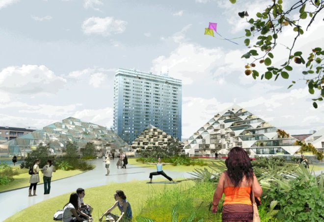 big architects, big, sweden, malmo, the world village of women's sports, green roofs, eco architecture, green architecture, sustainable architecture, green design