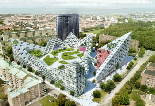 big architects, big, sweden, malmo, the world village of women's sports, green roofs, eco architecture, green architecture, sustainable architecture, green design