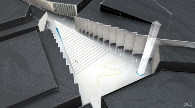 vanishing mosque, rux design, uae, open air mosque, public plaza, green design, sustainable architecture