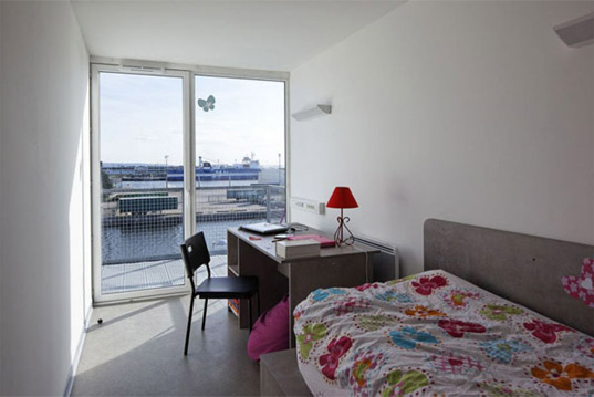 dormitory, dorm, student housing, cattani architects, shipping containers, upcycled design, recycled design, green design, green architecture, eco architecture, le havre, france