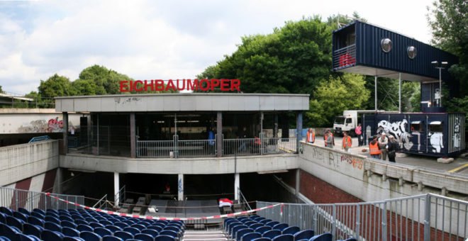 eichbaumoper, eichbaum, shipping container opera, metro station opera, shipping container, metro station shipping container architecture, eco architecture, sustainable architecture, green architecture, prefab architecture, germany, actuell , aktuell