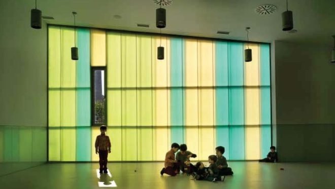 daylight walls, environmentally appropriate design, green kitagarden, green nusery, green roof spain, Santiago Carroquino Arquitectos, solar thermal heat, spanish sustainble design, Zaragoza school