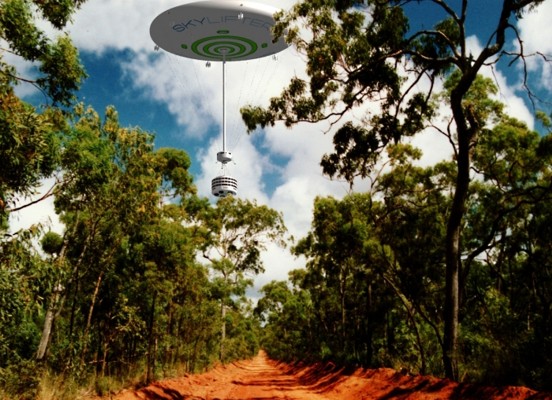 remote building placement, Building placement, prefab transport, green transportation, blimp, air transport,