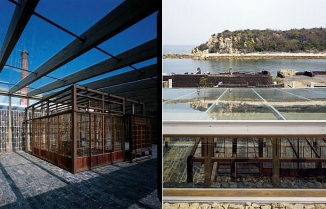 ambuichi Architects, Yukinori Yanagi, Naoshima Fukutake Art Museum Foundation, Tadao Ando, Seirensho, green art installation, green retrofit, passive cooling and heating, water reuse, green building Japan,