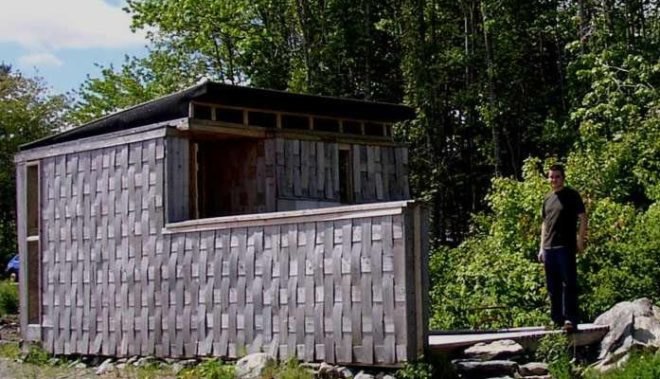 phone book shed, Richard Kroeker, Dalhousie University Department of Architecture, reused material, recycled material, reuse architecture
