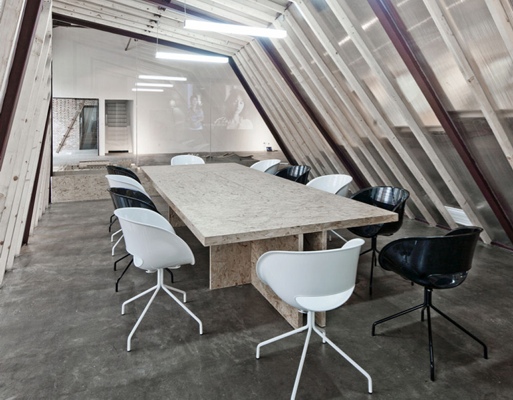 Green studio, Archi Union Architects, reclaimed warehouse, parametric wall, arts studio conversion, China art space, warehouse studio,