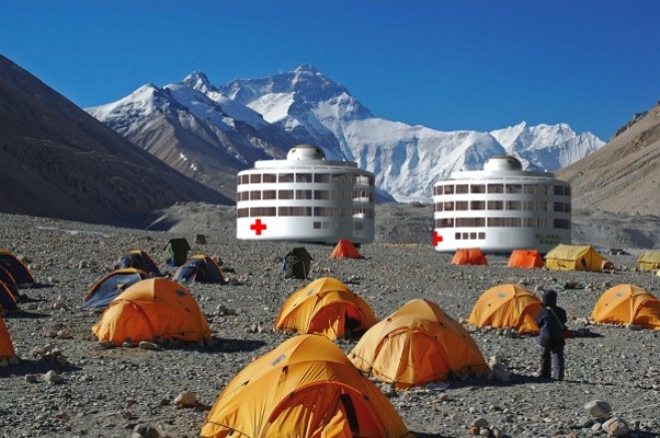 remote building placement, Building placement, prefab transport, green transportation, blimp, air transport,