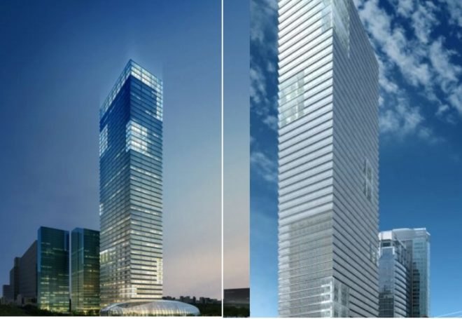 Korean Industries Tower, Koren green building, Korean green skyscraper,Adrian Smith + Gordon Gill Architecture, BIPV, building integrated photovoltaics, solar electric facade, angled glazing
