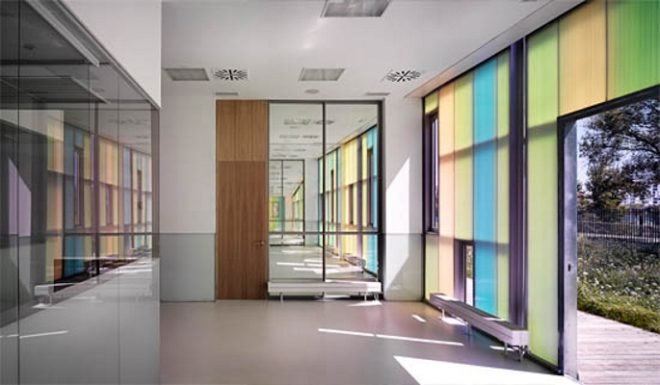 daylight walls, environmentally appropriate design, green kitagarden, green nusery, green roof spain, Santiago Carroquino Arquitectos, solar thermal heat, spanish sustainble design, Zaragoza school