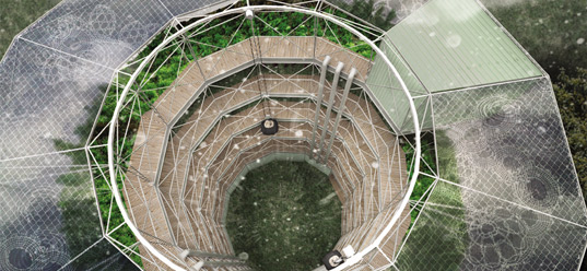 spiral garden, mesh, greenhouse, eco architecture, designboom, benet and saida dalmau, anna julibert, carmen vilar, green architecture, sustainable architecture, green design, eco design, gardening, vertical garden