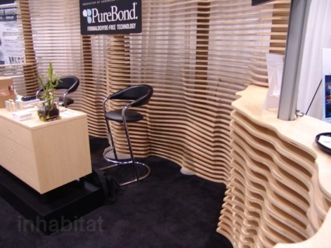 Purebond, Columbia foerstry products, best greenbuild booth,,biomimicry, biomimicry glue, green material, fsc plywood, Greenbuild 2010,
