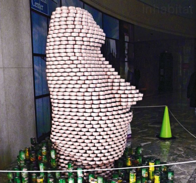 american institute of architects, Canstruction, Community Food Bank of New Jersey, exhibitions, Green Design Competitions, Prudential Center, Society for Design Administration, aia, can artwork, temporary art, eco art, green art, green design, canstruction