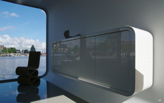 watervilla de omval, +31 architects, amsterdam, houseboat, floating house, green design
